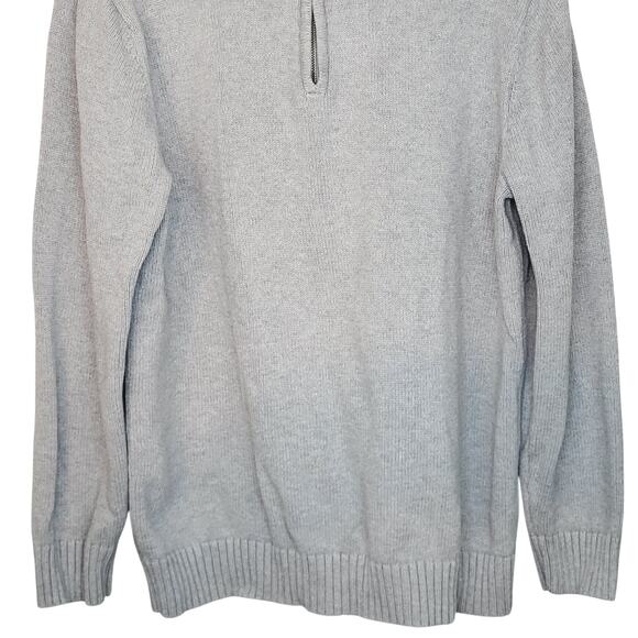 LL Bean Mens Size L Tall Sleeve Gray 1/4 Zip Pullover Sweater Ribbed Knit Trim - Picture 4 of 9